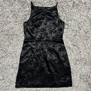 90s Vintage XOXO Black Square Neck Mini Dress Size 7